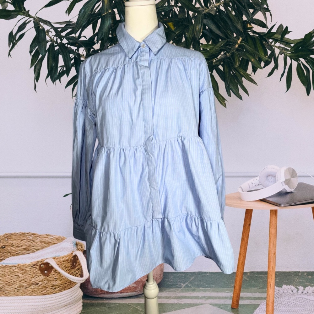 Topshop Pinstripe Button Down Tunic